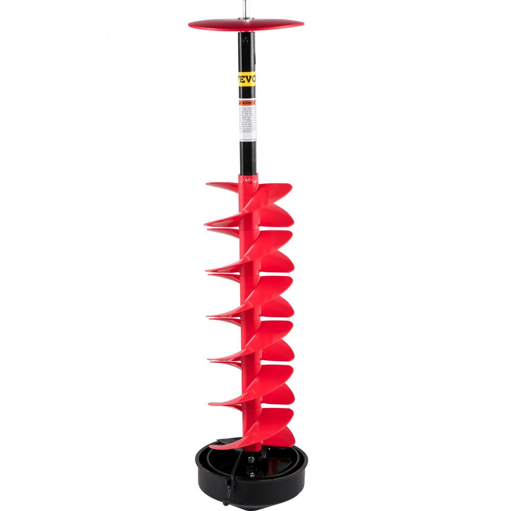 VEVOR Ice Drill Auger, 6\" Diameter Nylon Ice Auger, 39\" Length Ice Auger Bit,Auger Drill with 11.8\" Extension Rod,Auger Bit with Drill Adapter,Top Plate & Blade Guard for Ice Fishing Ice Burrowing