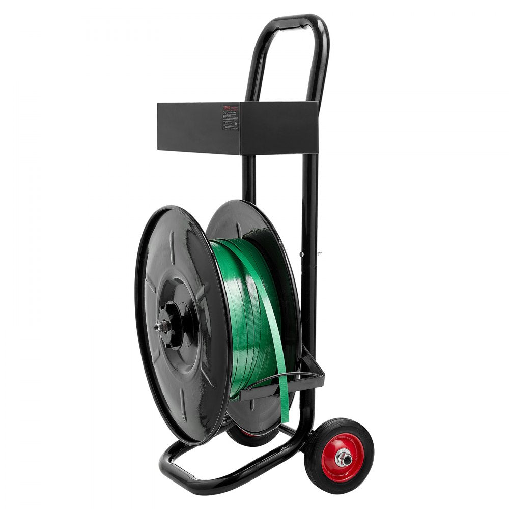 VEVOR Banding Strapping Cart, Fit for PET / PP / Polyester Strapping Coils with 8 inches Core Size, Heavy Duty Strapping Dispenser Equipped with Upgrade Brake System, Built-in Spacious Tray for Tools