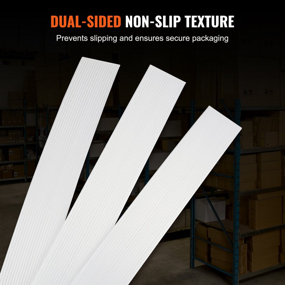 VEVOR Packaging Woven Cord Strapping Roll, 660' Length x 1/2" Width x 0.03" Thickness, 882 lbs Breaking Strength, Heavy Duty Banding Pallet Strap Coil, Portable Strong Banding Packing Straps, White