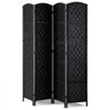 VEVOR 4 Panel Room Divider, Hand-Woven Folding Privacy Screens with Hinges, Portable and Freestanding Partition Room Dividers and Wall Divider for Room Separation, Black