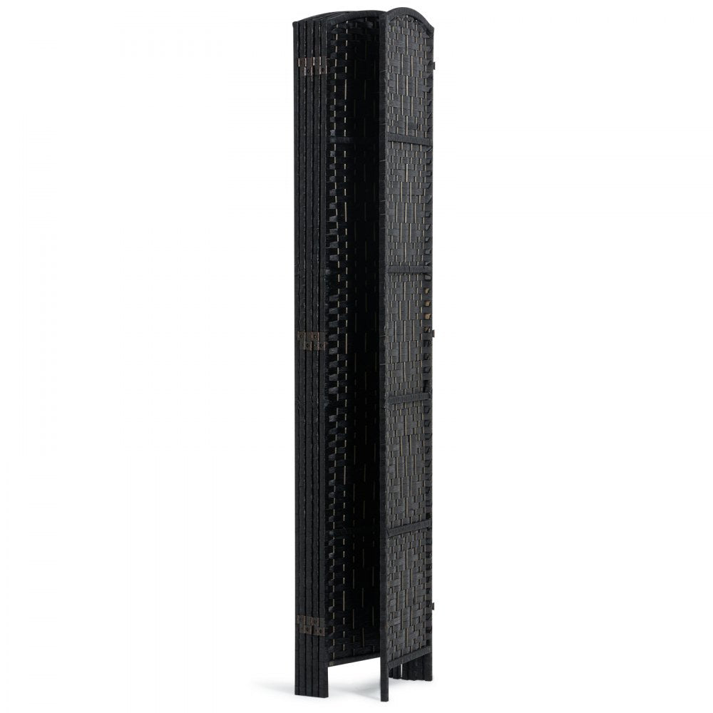 VEVOR 6 Panel Room Divider, Hand-Woven Folding Privacy Screens with Hinges, Portable and Freestanding Partition Room Dividers and Wall Divider for Room Separation, Black