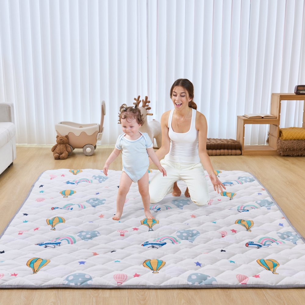 VEVOR Baby Play Mat, 59""x79"" Baby Crawling Mat, Non-Slip One-Piece Soft Baby Playmat, Foldable Floor Mat, Waterproof Activity Playmats for Babies,Toddlers, Infants, Machine Washable, Play & Tummy Time