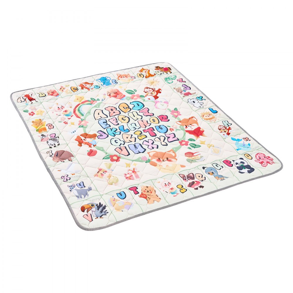 VEVOR Baby Play Mat, 59""x71"" Baby Crawling Mat, Non-Slip One-Piece Thickened Soft Baby Playmat, Foldable Rollable Floor Mat, Waterproof Activity Playmats for Babies,Toddlers, Infants, Machine Washable