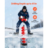 VEVOR Ice Auger Drill Bit, 8in Diameter 41in Length, Cordless Nylon Ice Fishing Augers With Extra 13.4in Extension Rod, Drill Adapter, Top Plate and Blade Guard