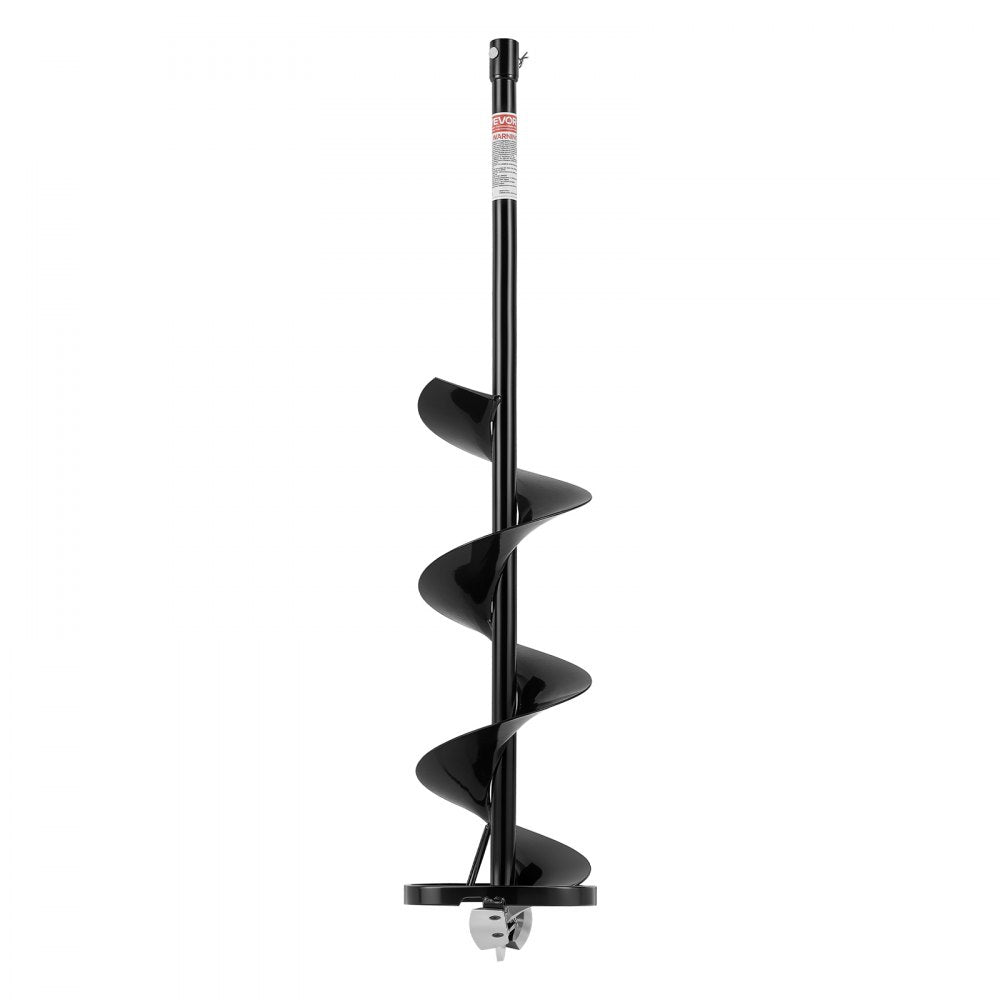 VEVOR Ice Auger Bit 8" Diameter 37.5" Length High-Strength Steel Drill Bit, for Ice Fishing, Cold-Resistant, Cordless Drill Attachment with Blade Guard, Compatible with Electric/Gas Powered Augers