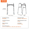 VEVOR Folding Walker, 2-Button Folding Walkers with 8-Level Adjustable Height and Durable Handles, Lightweight Aluminum Mobility Walker Aid for Elderly Handicapped Disabled, Up to 350 Pounds