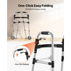 VEVOR Folding Walker, 2-Button Foldable Walker with 5" Wheels & 8-Level Adjustable Height, 350LBS Loading Lightweight Aluminum Mobility Walking Aid, Front-Wheeled Rolling Walkers for Seniors Adults