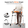 VEVOR Folding Walker, 2-Button Foldable Walker with 5" Wheels & 8-Level Adjustable Height, 350LBS Loading Lightweight Aluminum Mobility Walking Aid, Front-Wheeled Rolling Walkers for Seniors Adults