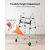 VEVOR Folding Walker, 2-Button Foldable Walker with 5" Wheels & 8-Level Adjustable Height, 350LBS Loading Lightweight Aluminum Mobility Walking Aid, Front-Wheeled Rolling Walkers for Seniors Adults