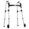 VEVOR Folding Walker, 2-Button Foldable Walker with 5" Wheels & 8-Level Adjustable Height, 350LBS Loading Lightweight Aluminum Mobility Walking Aid, Front-Wheeled Rolling Walkers for Seniors Adults