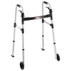 VEVOR Folding Walker, 2-Button Foldable Walker with 5" Wheels & 8-Level Adjustable Height, 350LBS Loading Lightweight Aluminum Mobility Walking Aid, Front-Wheeled Rolling Walkers for Seniors Adults