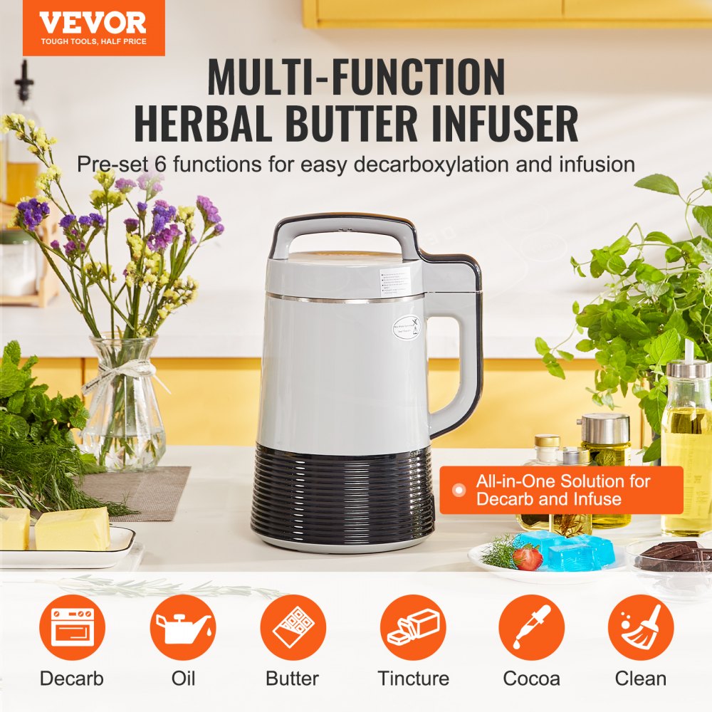 VEVOR Butter Maker Machine, 6 Functions Herbal Infuser, Magic Butter Machine & Oil Infusion Machine with Customizable Temperature And Time, Herbal Recipe Book & All Accessories Included