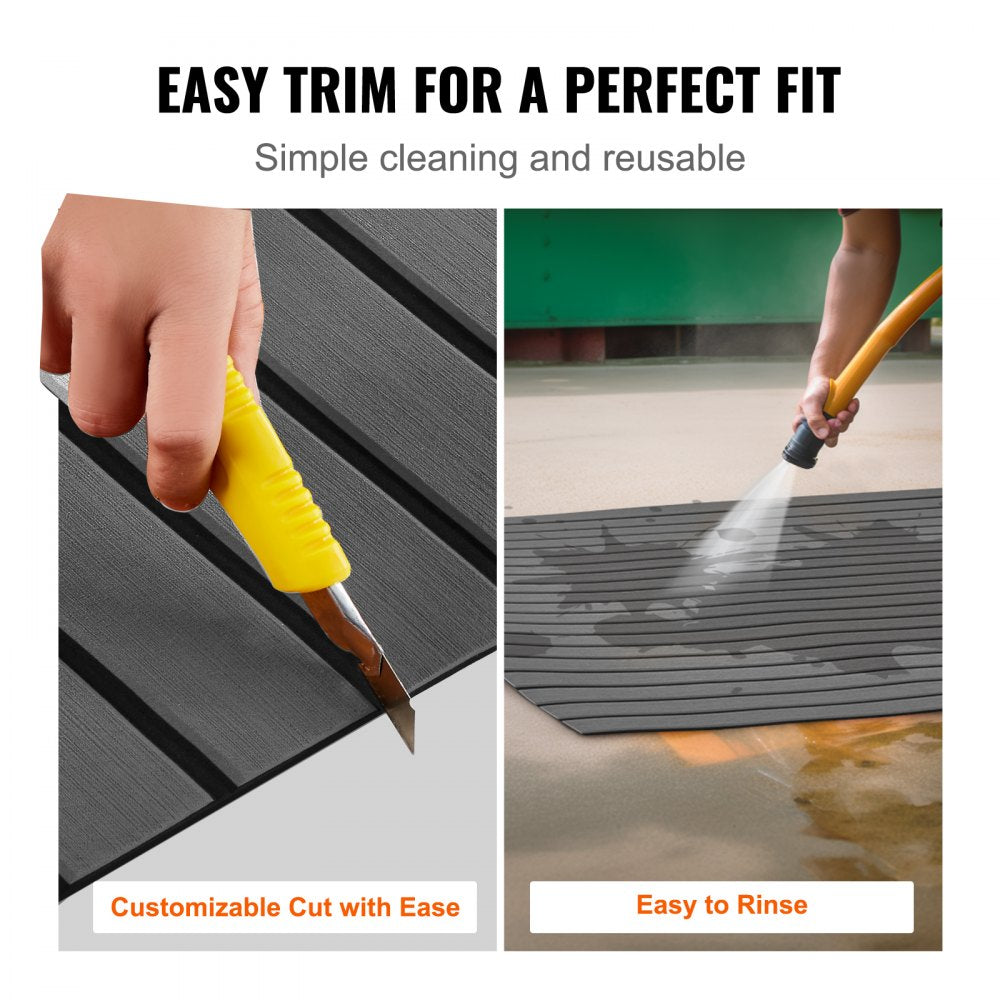 VEVOR Boat Flooring, EVA Foam Boat Decking 94.5" x 17.7", Non-Slip Self-Adhesive Flooring, 11.6 sq.ft Marine Carpet for Boats, Yacht, Pontoon, Kayak Decking