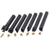 VEVOR 7 Pieces Indexable Lathe Turning Tool Holder, 1/2 in, CNC Heavy-Duty Metal Lathe Cutting Tools, with Tin Coated Carbide Inserts Aluminum Case, for Turning Grooving Threading Cut Off Holders Set