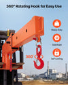 VEVOR Forklift Jib Boom Crane, 5500 lbs Capacity, Forklift Mobile Crane Lifting Hoist with 2 Hooks, Manual Telescopic 47.2-73.5 in, Boom Attachment Towing Handling Equipment for Warehouse & Factories