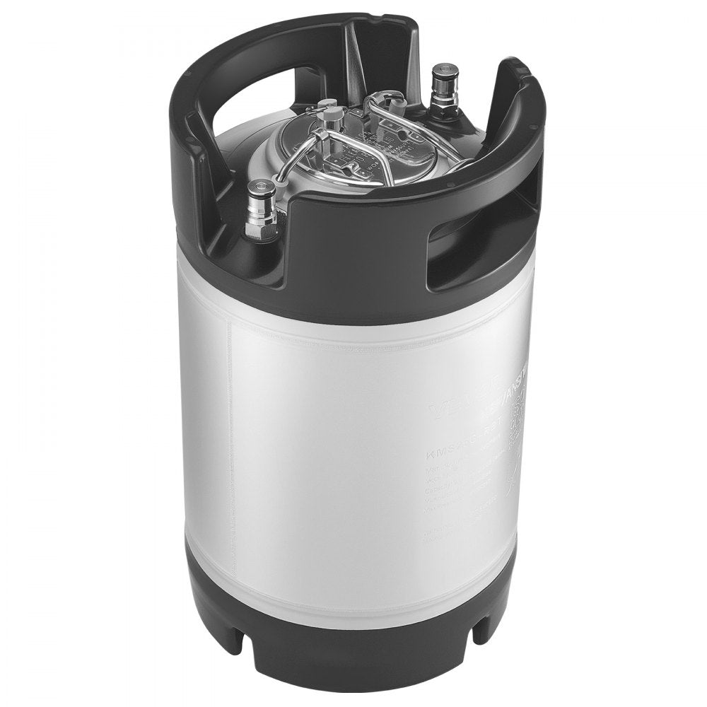 VEVOR Corny Keg, 2.5 Gallon Ball Lock Keg, SUS304 Cold Brew Kegs with Dual Rubber Handles & Heavy-Duty Rubber Bottom, Brewing Equipment for Home Brewing Party, 2 PCS