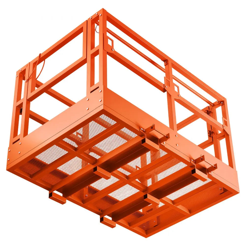 VEVOR Mesh Telehandler Work Platform, 48 x 73.9 Inch, Man Safety Basket, 2000 lbs Capacity, Forklift Telehandler Attachment, Safety Cage, Heavy Duty Carbon Steel, for Most Aerial Jobs Lifting Loader
