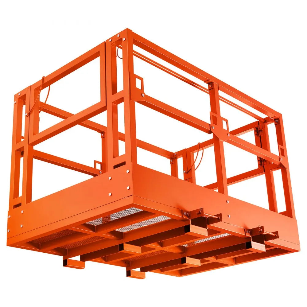 VEVOR Mesh Telehandler Work Platform, 48 x 73.9 Inch, Man Safety Basket, 2000 lbs Capacity, Forklift Telehandler Attachment, Safety Cage, Heavy Duty Carbon Steel, for Most Aerial Jobs Lifting Loader