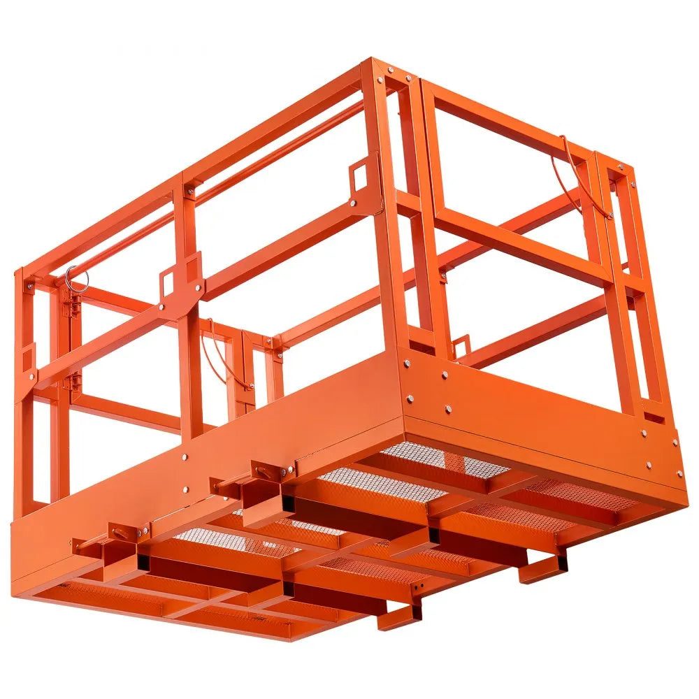 VEVOR Mesh Telehandler Work Platform, 48 x 73.9 Inch, Man Safety Basket, 2000 lbs Capacity, Forklift Telehandler Attachment, Safety Cage, Heavy Duty Carbon Steel, for Most Aerial Jobs Lifting Loader