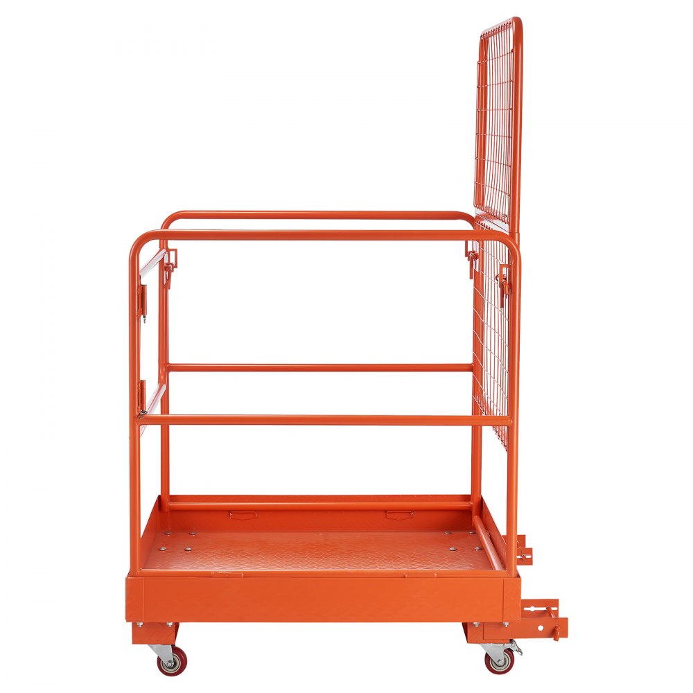 VEVOR Forklift Safety Cage, 36.2 x 41.1 Inch, Forklift Man Basket with 4 Wheels, 1200 lbs Capacity, Heavy Duty Work Platform Collapsible Lift Basket, Safety Harness, for Aerial Work Lifting Loader