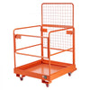 VEVOR Forklift Safety Cage, 36.2 x 41.1 Inch, Forklift Man Basket with 4 Wheels, 1200 lbs Capacity, Heavy Duty Work Platform Collapsible Lift Basket, Safety Harness, for Aerial Work Lifting Loader