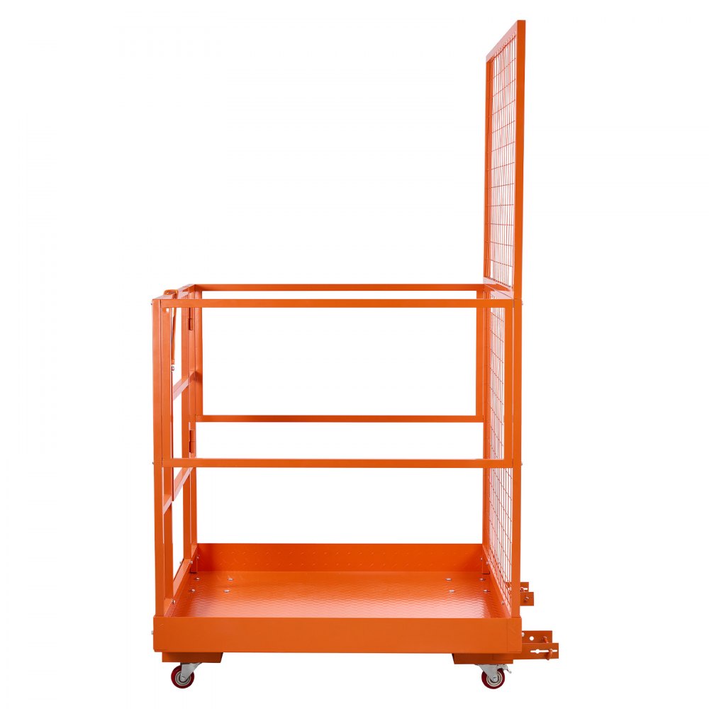 VEVOR Forklift Safety Cage, 48.2 x 45.2 Inch, Heavy Duty Forklift Man Basket, 1400 lbs Capacity Work Platform Lift Basket with Safety Harness, Lock, Wheels, Drain Hole, for Aerial Work Lifting Loader