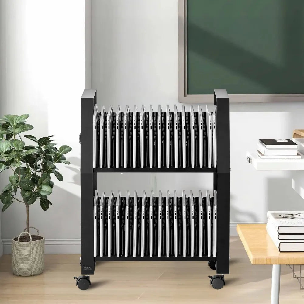 VEVOR Laptop Charging Cart, 32 Devices Mobile Open Charging Station with Wheels, for Tablet and Laptop Up to 15.6 in Screen Size, Easy Access Slots, Surge Control, for Office, Classroom, Library