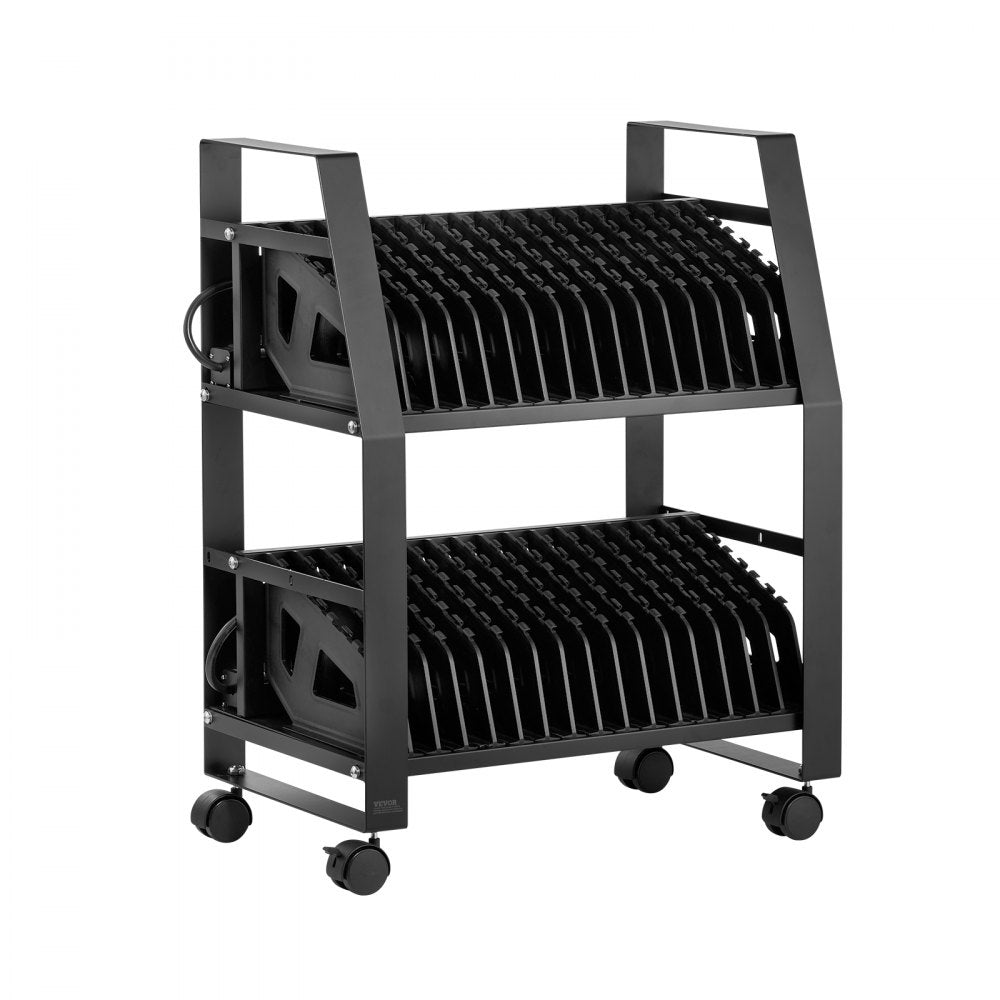 VEVOR Laptop Charging Cart, 32 Devices Mobile Open Charging Station with Wheels, for Tablet and Laptop Up to 15.6 in Screen Size, Easy Access Slots, Surge Control, for Office, Classroom, Library