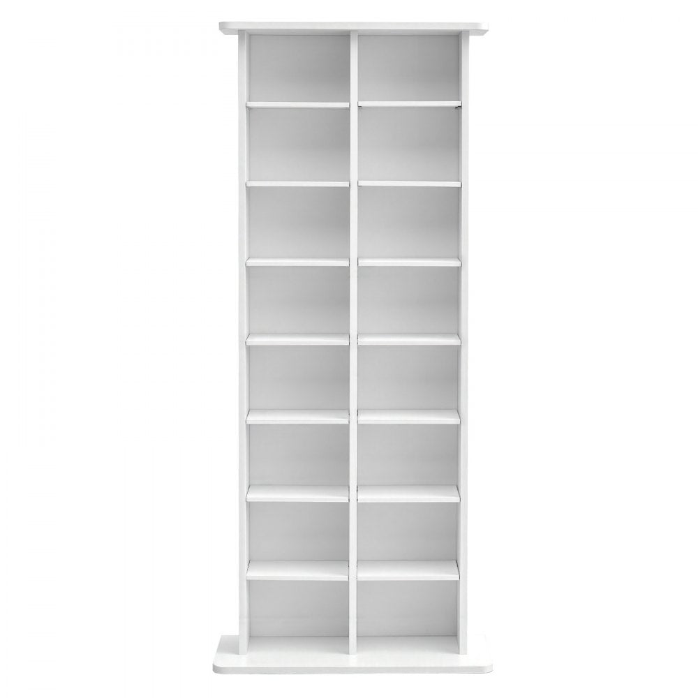 VEVOR Media Storage Cabinet, 8-Tier DVD Shelf Organizer, 22.01 x 8.74 x 50.98 in Multimedia Storage Organizer for CDs, DVDs, Books & Games, CD Shelf for Living Room, Home Office, Recording Room, White