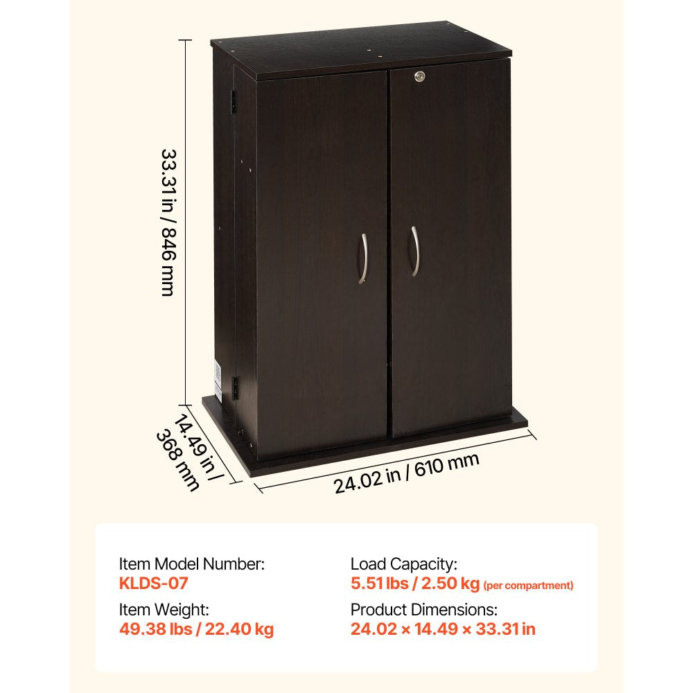 VEVOR Media Storage Cabinet, 4-Tier DVD Shelf Organizer, 24.02 x 14.49 x 33.31 in Multimedia Storage Organizer for CDs, DVDs, Books, Games, CD Shelf for Living Room, Home Office, Recording Room, Brown