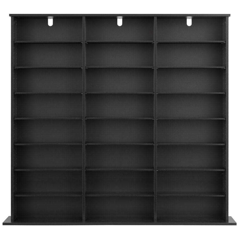 VEVOR Media Storage Cabinet, 8-Tier DVD Shelf Organizer, 55.91 x 8.66 x 51.18 in Multimedia Storage Organizer for CDs, DVDs, Books & Games, CD Shelf for Living Room, Home Office, Recording Room, Black