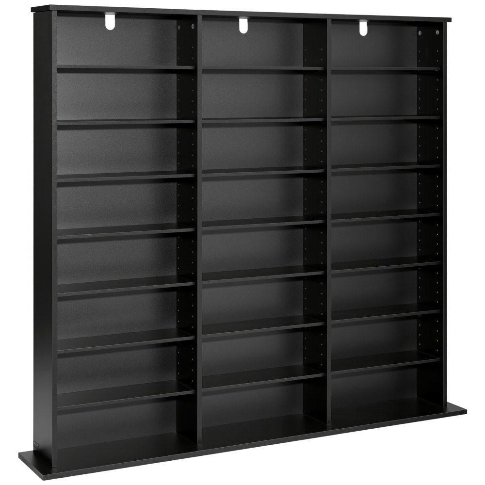 VEVOR Media Storage Cabinet, 8-Tier DVD Shelf Organizer, 55.91 x 8.66 x 51.18 in Multimedia Storage Organizer for CDs, DVDs, Books & Games, CD Shelf for Living Room, Home Office, Recording Room, Black