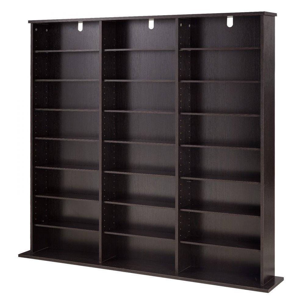 VEVOR Media Storage Cabinet, 8-Tier DVD Shelf Organizer, 55.91 x 8.66 x 51.18 in Multimedia Storage Organizer for CDs, DVDs, Books & Games, CD Shelf for Living Room, Home Office, Recording Room, Brown