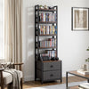 VEVOR Media Storage Cabinet, 4-Shelf DVD Shelf Organizer with Drawers, 15.75 x 11.81 x 56.50 in Multimedia Storage Organizer for CDs, DVDs, Books and Games, CD Cabinet for Living Room, Home Office