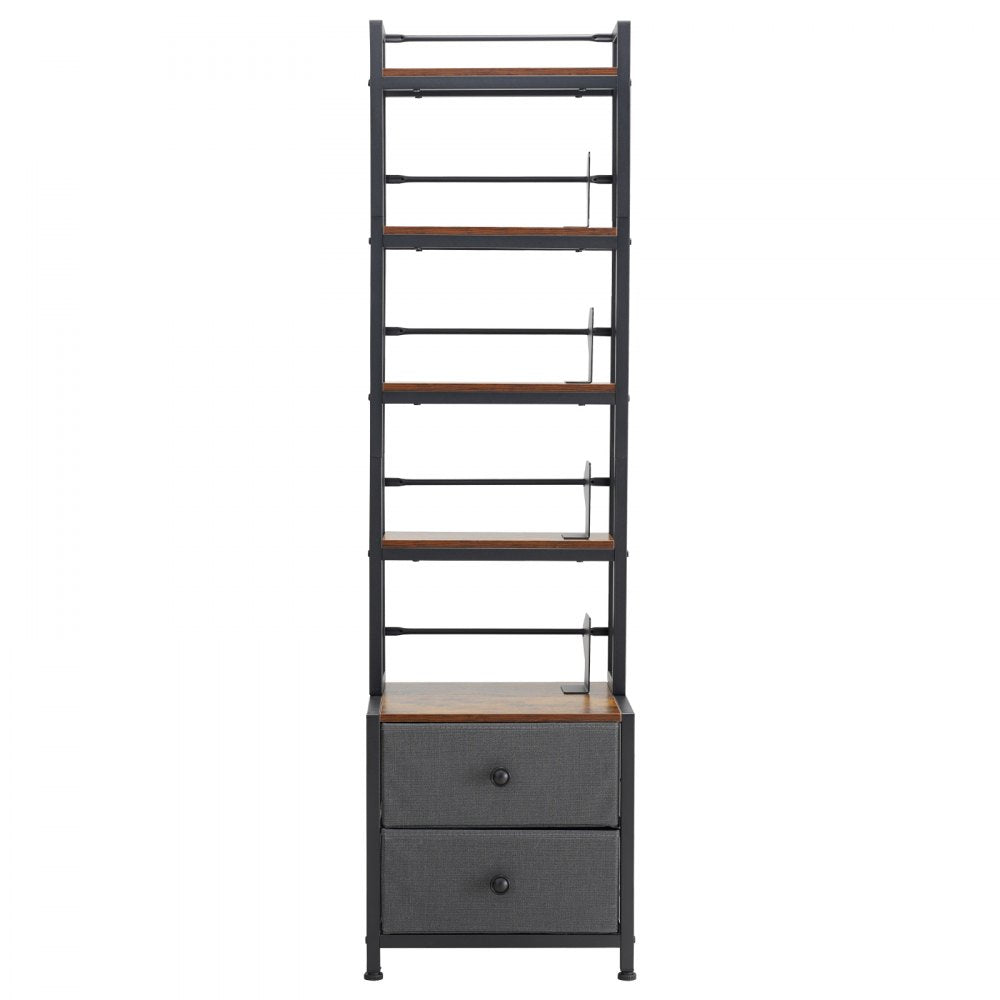 VEVOR Media Storage Cabinet, 4-Shelf DVD Shelf Organizer with Drawers, 15.75 x 11.81 x 56.50 in Multimedia Storage Organizer for CDs, DVDs, Books and Games, CD Cabinet for Living Room, Home Office