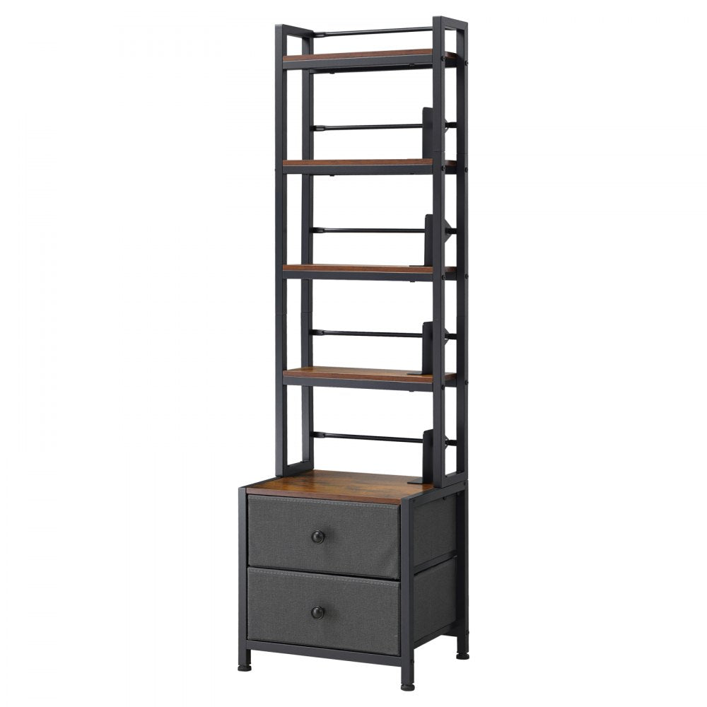 VEVOR Media Storage Cabinet, 4-Shelf DVD Shelf Organizer with Drawers, 15.75 x 11.81 x 56.50 in Multimedia Storage Organizer for CDs, DVDs, Books and Games, CD Cabinet for Living Room, Home Office