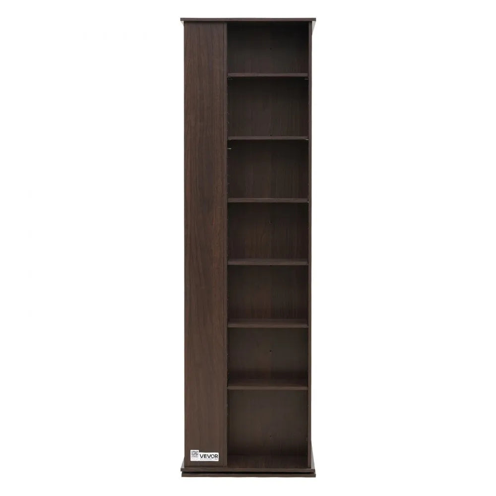 VEVOR Media Storage Cabinet, CD Rack Tower, 34 Compartments Rotating Media Tower Rack for CDs, DVDs, Books and Game Discs, DVD Stand for Living Room, Home Office and Recording Room, Brown