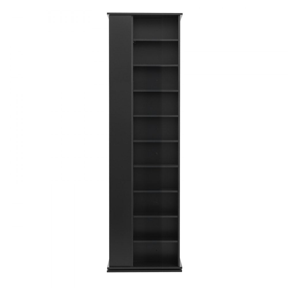 VEVOR Media Storage Cabinet, CD Rack Tower, 34 Compartments Rotating Media Tower Rack for CDs, DVDs, Books and Game Discs, DVD Stand for Living Room, Home Office and Recording Room, Black
