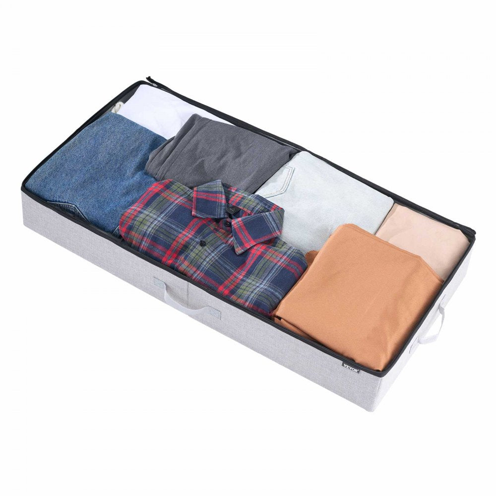 VEVOR Under Bed Storage with Clear Lids, 33.5 x 16.9 x 4.7 Inch, 45L Large Underbed Clothes Storage Containers, Low Profile Under Bed Drawer Shoe Organizer Bins Box for Blanket Shoe Bedroom, 2 Pack