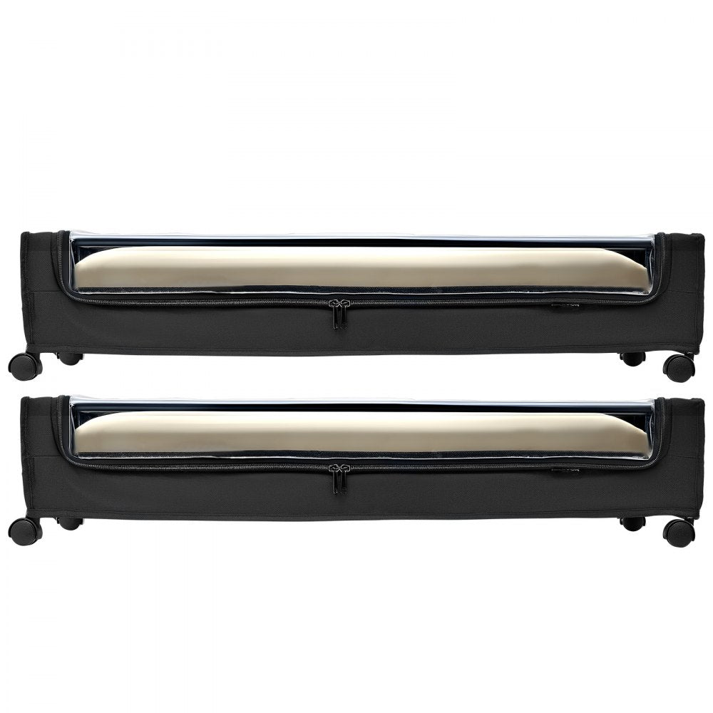 VEVOR Under Bed Storage with Wheels, 30.3 x 18.5 x 6.8 inch, Underbed Containers with Clear Lid, Underbed Shoe Organizer, Rolling Under the Bed Storage Bins for Clothes Shoes Blankets Bedroom, 2 Pack