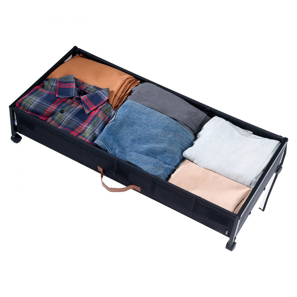 VEVOR Under Bed Storage with Wheels, 36.0 x 18.1 x 7.3 inch, Underbed Containers with Clear Lid, Underbed Shoe Organizer, Rolling Under the Bed Storage Bins for Clothes Shoes Blankets Bedroom, 2 Pack