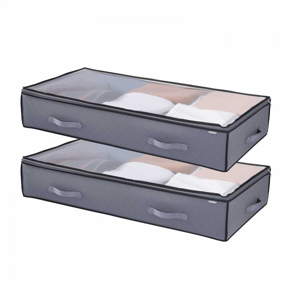 VEVOR Under Bed Storage with Clear Lids, 39.2 x 19.7 x 7.1 Inch, 90L Large Underbed Clothes Storage Containers, Low Profile Under Bed Drawer Shoe Organizer Bins Box for Blanket Shoe Bedroom, 4 Pack