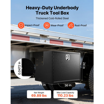 Vevor Underbody Truck Tool Box 36 x 24 x 24" Heavy Duty Steel Waterpro ...