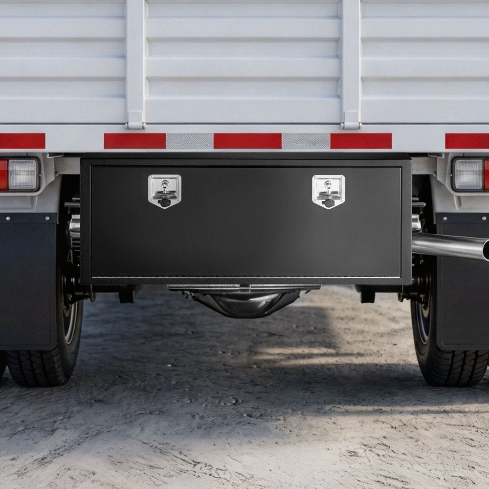 VEVOR Underbody Truck Tool Box, 48 x 18 x 18 Inch Heavy Duty Steel Trailer Storage Box with Lock & Keys, Waterproof Trailer Storage Organizer Under Body Chest with T-Handle for Truck, Van, SUV, Black