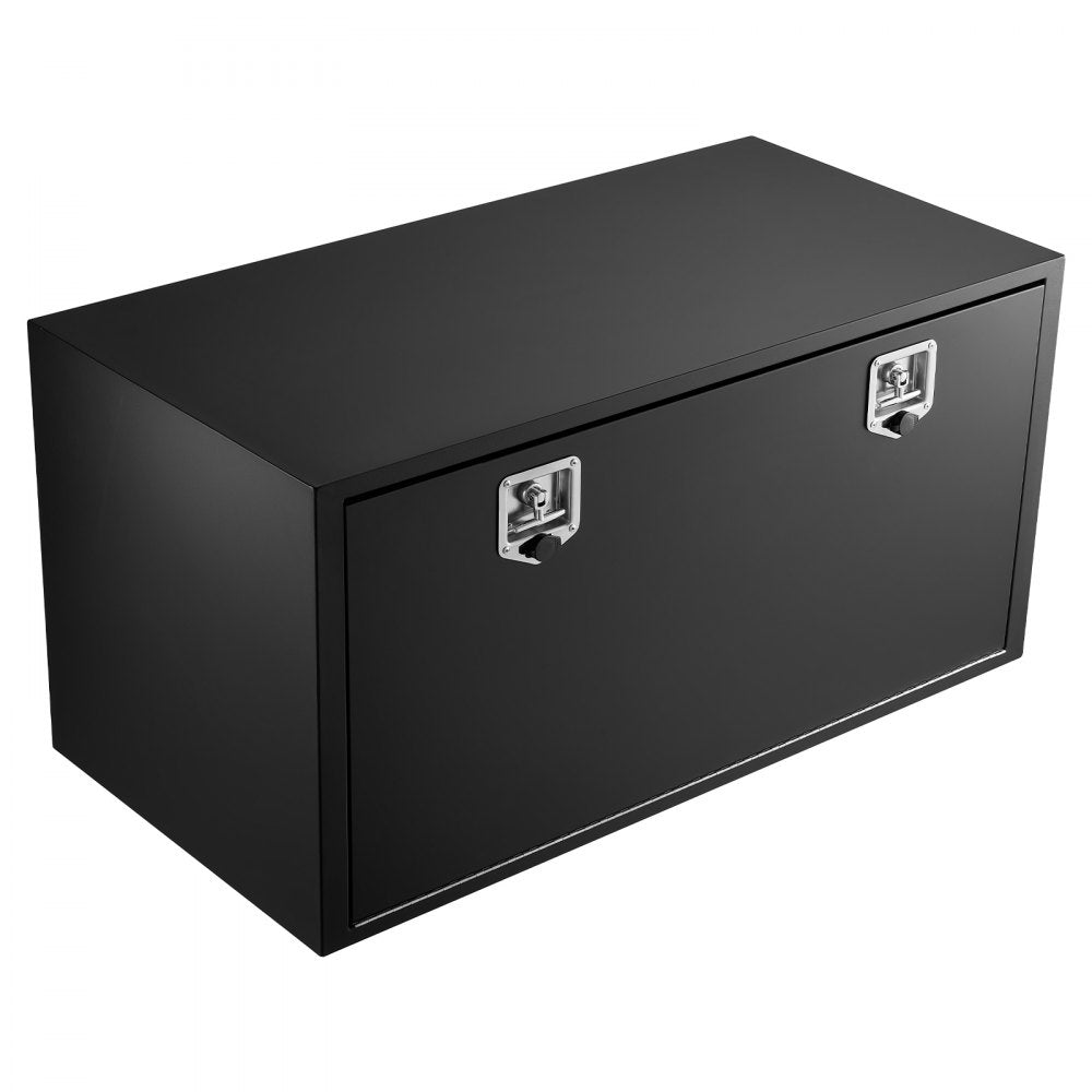 VEVOR Underbody Truck Tool Box, 48 x 24 x 24 Inch Heavy Duty Steel Trailer Storage Box with Lock & Keys, Waterproof Trailer Storage Organizer Under Body Chest with T-Handle for Truck, Van, SUV, Black