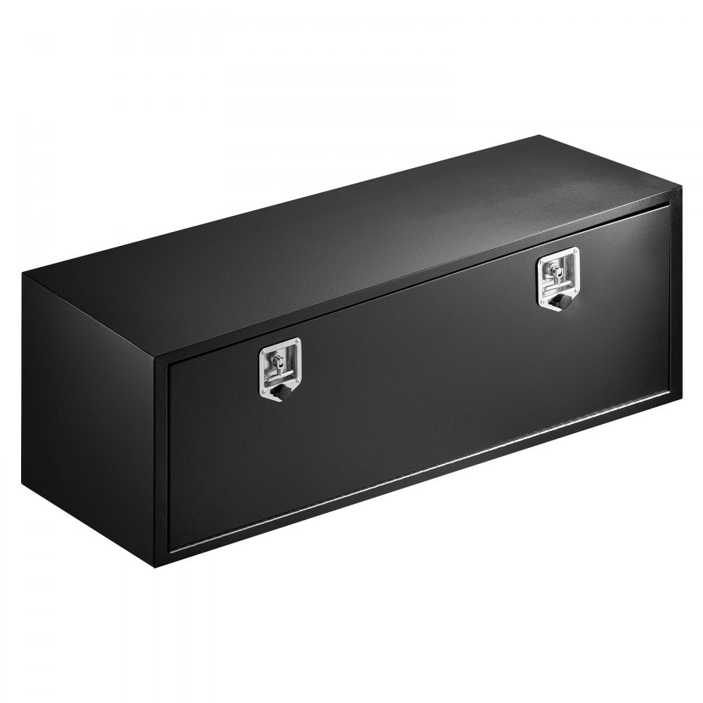 VEVOR Underbody Truck Tool Box, 60 x 18 x 18 Inch Heavy Duty Steel Trailer Storage Box with Lock & Keys, Waterproof Trailer Storage Organizer Under Body Chest with T-Handle for Truck, Van, SUV, Black