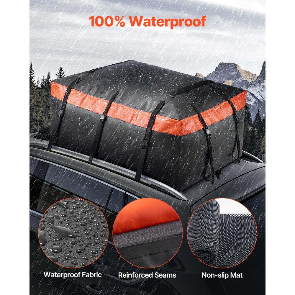VEVOR Car Rooftop Cargo Carrier Bag, 23 Cubic Feet Roof Cargo Carrier, Heavy Duty 840D PVC 100% Waterproof Car Roof Luggage Bag for All Vehicle with/without Rack- with Lock, Anti-Slip Mat, 6 Door Hook