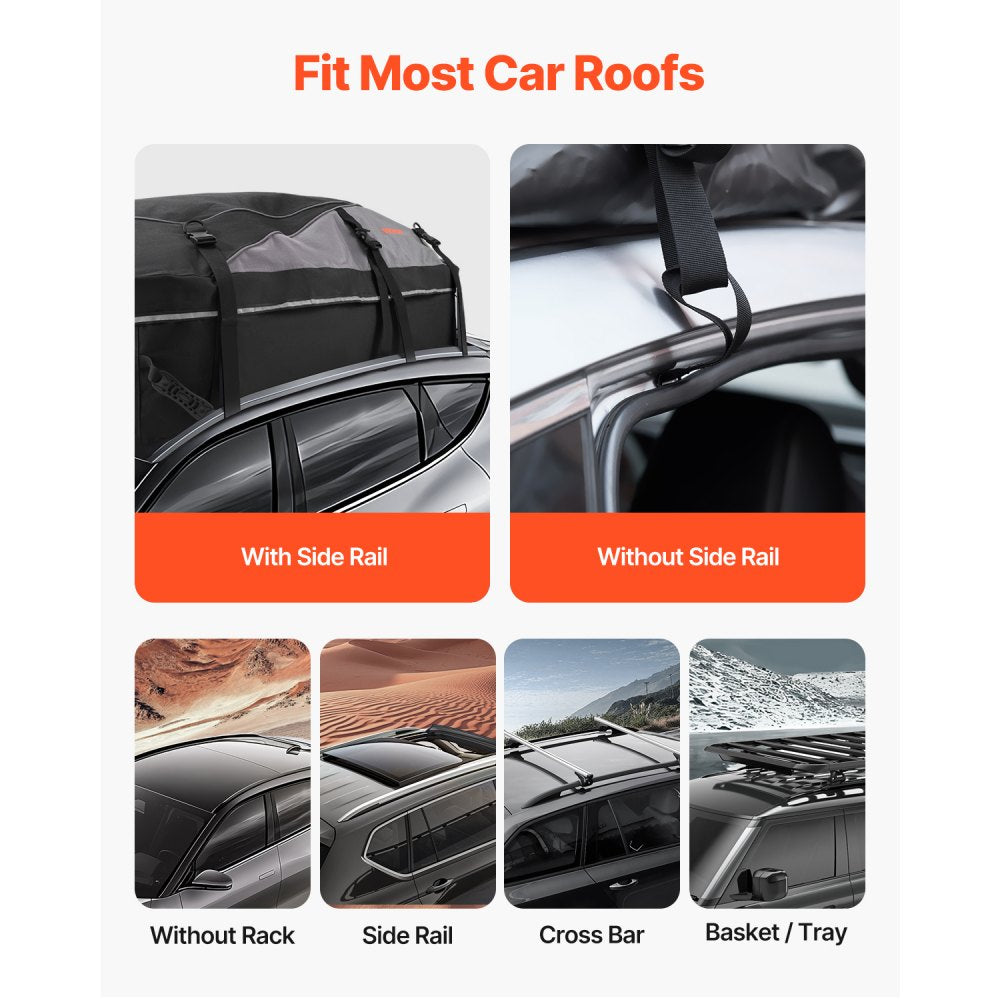 VEVOR Car Rooftop Cargo Carrier Bag, 21 Cubic Feet Cargo Carrier for Car Roof, 100% Waterproof 900D Oxford Cloth Roof Luggage Bag for All Vehicle with/without Rack- with Lock, Non-Slip Mat, Door Hooks