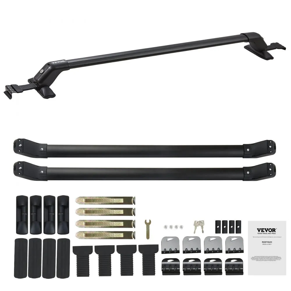 VEVOR Roof Rack Cross Bars, Aluminum Roof Rack Crossbars, Fit Roof without Side Rail, 155 lbs Load Capacity, Adjustable Bare Roof Crossbars with Locks, for SUVs, Sedans, and Vans