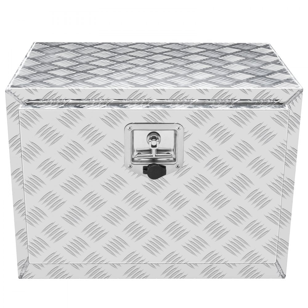 VEVOR Underbody Truck Box, 24"×17"×18" Pickup Storage Box, Heavy Duty Aluminum Diamond Plate Tool Box with Lock and Keys, Waterproof Trailer Storage Box with T-Handle Latch for Truck, Van, Trailer